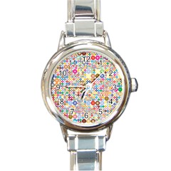 Circle Rainbow Polka Dots Round Italian Charm Watch