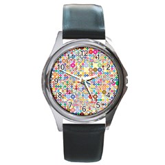 Circle Rainbow Polka Dots Round Metal Watch