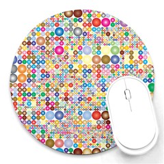 Circle Rainbow Polka Dots Round Mousepads by Mariart