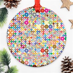 Circle Rainbow Polka Dots Ornament (round)