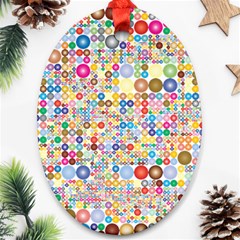 Circle Rainbow Polka Dots Ornament (oval)