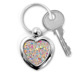 Circle Rainbow Polka Dots Key Chains (heart) 