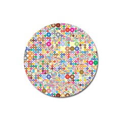 Circle Rainbow Polka Dots Magnet 3  (round)