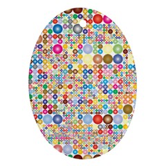 Circle Rainbow Polka Dots Oval Ornament (two Sides)