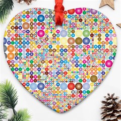 Circle Rainbow Polka Dots Heart Ornament (two Sides)