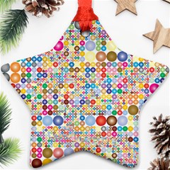 Circle Rainbow Polka Dots Star Ornament (two Sides)