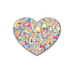 Circle Rainbow Polka Dots Rubber Coaster (heart)  by Mariart