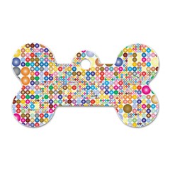 Circle Rainbow Polka Dots Dog Tag Bone (two Sides)