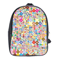 Circle Rainbow Polka Dots School Bag (large)