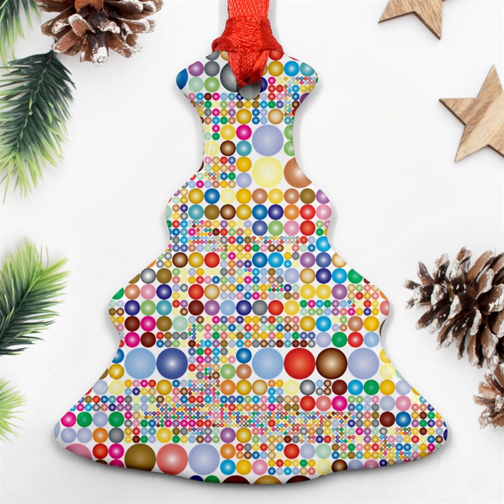 Circle Rainbow Polka Dots Ornament (Christmas Tree) 