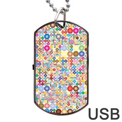 Circle Rainbow Polka Dots Dog Tag Usb Flash (two Sides)