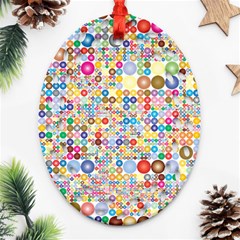 Circle Rainbow Polka Dots Ornament (oval Filigree)