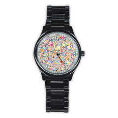 Circle Rainbow Polka Dots Stainless Steel Round Watch