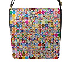 Circle Rainbow Polka Dots Flap Messenger Bag (l) 