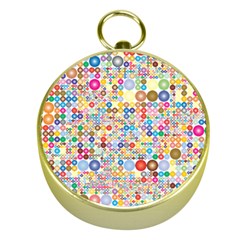 Circle Rainbow Polka Dots Gold Compasses by Mariart