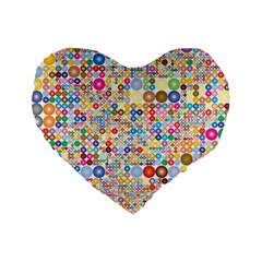 Circle Rainbow Polka Dots Standard 16  Premium Flano Heart Shape Cushions by Mariart