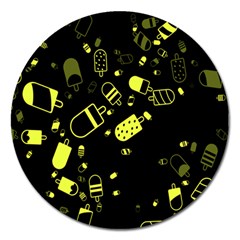 Ice Cream Cool Yellow Magnet 5  (round) by Mariart