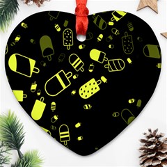 Ice Cream Cool Yellow Heart Ornament (two Sides)