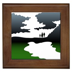 Landscape Silhouette Clipart Kid Abstract Family Natural Green White Framed Tiles by Mariart