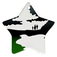 Landscape Silhouette Clipart Kid Abstract Family Natural Green White Ornament (star) by Mariart