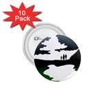 Landscape Silhouette Clipart Kid Abstract Family Natural Green White 1.75  Buttons (10 pack) Front