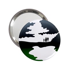 Landscape Silhouette Clipart Kid Abstract Family Natural Green White 2 25  Handbag Mirrors