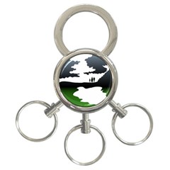 Landscape Silhouette Clipart Kid Abstract Family Natural Green White 3-ring Key Chains by Mariart