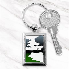 Landscape Silhouette Clipart Kid Abstract Family Natural Green White Key Chains (rectangle)  by Mariart