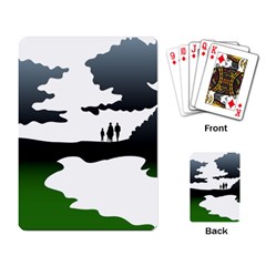 Landscape Silhouette Clipart Kid Abstract Family Natural Green White Playing Card by Mariart