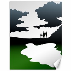 Landscape Silhouette Clipart Kid Abstract Family Natural Green White Canvas 36  X 48   by Mariart