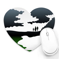 Landscape Silhouette Clipart Kid Abstract Family Natural Green White Heart Mousepads by Mariart