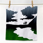 Landscape Silhouette Clipart Kid Abstract Family Natural Green White Face Towel Front