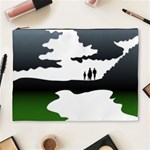 Landscape Silhouette Clipart Kid Abstract Family Natural Green White Cosmetic Bag (XL) Front