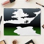 Landscape Silhouette Clipart Kid Abstract Family Natural Green White Cosmetic Bag (XL) Back