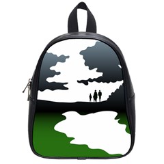 Landscape Silhouette Clipart Kid Abstract Family Natural Green White School Bag (small) by Mariart