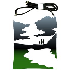 Landscape Silhouette Clipart Kid Abstract Family Natural Green White Shoulder Sling Bags by Mariart