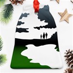 Landscape Silhouette Clipart Kid Abstract Family Natural Green White Bell Ornament (Two Sides) Front