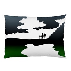 Landscape Silhouette Clipart Kid Abstract Family Natural Green White Pillow Case (two Sides) by Mariart