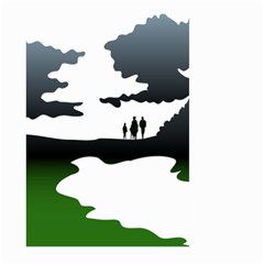 Landscape Silhouette Clipart Kid Abstract Family Natural Green White Large Garden Flag (two Sides)