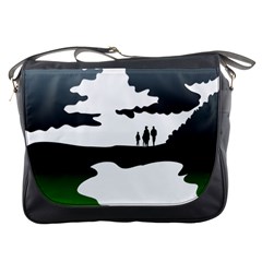 Landscape Silhouette Clipart Kid Abstract Family Natural Green White Messenger Bags by Mariart