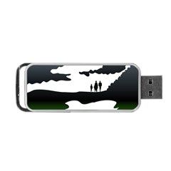 Landscape Silhouette Clipart Kid Abstract Family Natural Green White Portable Usb Flash (one Side) by Mariart