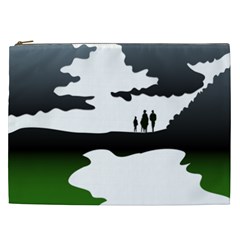 Landscape Silhouette Clipart Kid Abstract Family Natural Green White Cosmetic Bag (xxl)  by Mariart