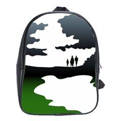 Landscape Silhouette Clipart Kid Abstract Family Natural Green White School Bag (xl) by Mariart