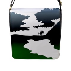 Landscape Silhouette Clipart Kid Abstract Family Natural Green White Flap Messenger Bag (l)  by Mariart