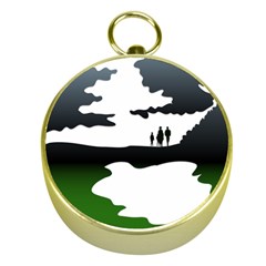 Landscape Silhouette Clipart Kid Abstract Family Natural Green White Gold Compasses by Mariart