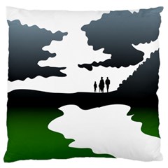 Landscape Silhouette Clipart Kid Abstract Family Natural Green White Standard Flano Cushion Case (one Side) by Mariart