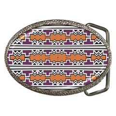 Purple And Brown Shapes                                  Belt Buckle by LalyLauraFLM