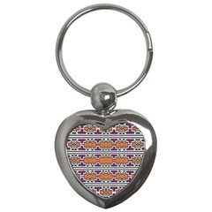 Purple And Brown Shapes                                  Key Chain (heart) by LalyLauraFLM