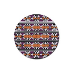 Purple And Brown Shapes                                  Rubber Coaster (round) by LalyLauraFLM