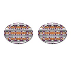 Purple And Brown Shapes                                  Cufflinks (oval) by LalyLauraFLM